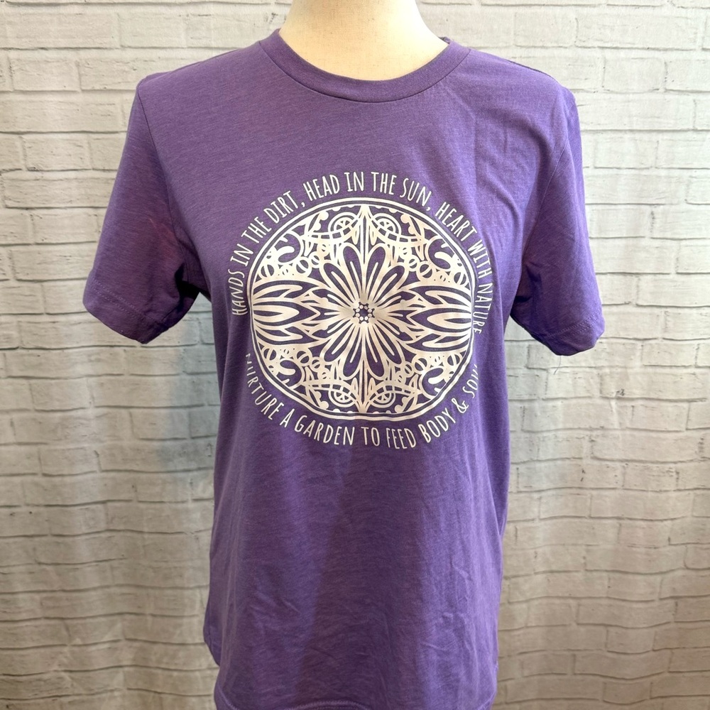 Gardening Graphic Tee Purple Heather, Bella Canvas, Medium Good Used Condition